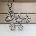 Heart Shaped Rhinestone Necklace And Stud Earrings Set, Versatile Three Piece Jewelry Set view 1