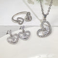 Heart Shaped Rhinestone Necklace And Stud Earrings Set, Versatile Three Piece Jewelry Set view 3