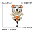 Metal Alloy Rhinestone Tiger Brooch Pin For Zodiac Animal Accessories view 6