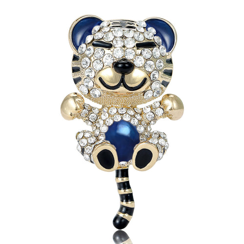 Metal Alloy Rhinestone Tiger Brooch Pin For Zodiac Animal Accessories