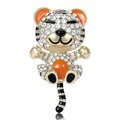 Metal Alloy Rhinestone Tiger Brooch Pin For Zodiac Animal Accessories view 1