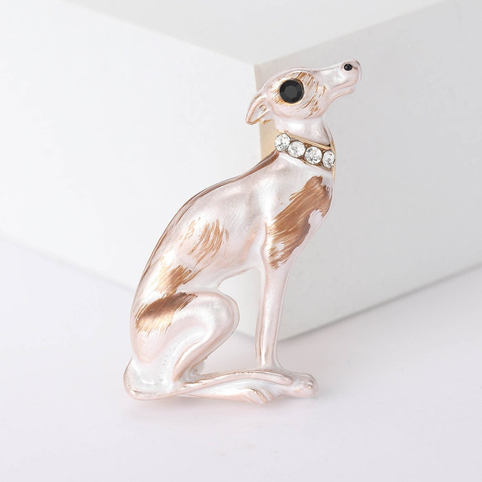 Alloy White Dog Brooch Pin For Shirts Coats And Apparel