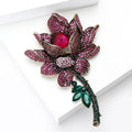 Alloy Crystal Rose Flower Brooch Pin For Statement Suit Decoration view 2