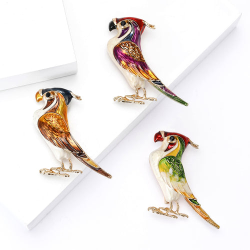Alloy Enamel Parrot Brooch Pin For Suit And Sweater Decoration