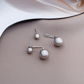 Elegant Minimalist Silver Alloy Double Ball Back Hanging Drop Earrings For Women Party Fashion Earrings view 3