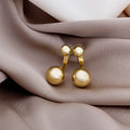 Elegant Minimalist Silver Alloy Double Ball Back Hanging Drop Earrings For Women Party Fashion Earrings view 2