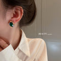 French Vintage Oval Rhinestone Alloy Stud Earrings For Women, Korean Palace Style Jewelry view 2