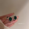 French Vintage Oval Rhinestone Alloy Stud Earrings For Women, Korean Palace Style Jewelry view 1