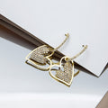 Luxury Gold Plated Heart Drop Stud Earrings With Inlaid Rhinestone Crystal Tassel For Women Earrings view 1