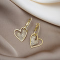 Luxury Gold Plated Heart Drop Stud Earrings With Inlaid Rhinestone Crystal Tassel For Women Earrings view 3