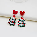 Christmas Tree Heart Stud Drop Enamel Acrylic Cartoon Holiday Party Women Fashion Earrings view 1