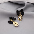 Elegant Bow Knot Oval Pearl Rhinestone Gold Alloy Stud Drop Earrings view 4