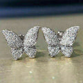 Sweet Micro Paved Zircon Butterfly Stud Earrings Trendy Fairy Style Womens Jewelry view 2
