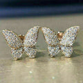 Sweet Micro Paved Zircon Butterfly Stud Earrings Trendy Fairy Style Womens Jewelry view 1