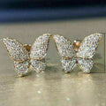 Sweet Micro Paved Zircon Butterfly Stud Earrings Trendy Fairy Style Womens Jewelry view 4
