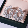 Statement Floral Wreath Zircon Stud Earrings Vintage Fashion Women's Party Accessories view 1