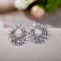 Statement Floral Wreath Zircon Stud Earrings Vintage Fashion Women's Party Accessories view 4
