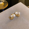 Chic Korean Alloy C Shape Pearl Stud Earrings With Silver Tone Posts And Minimalist Metallic Design view 4