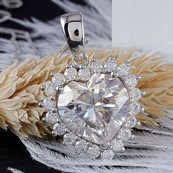 Luxury Ocean Heart Zircon Pendant Necklace Fashion Heart Choker Necklace For Women