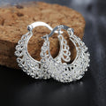 European Vintage Hollow Woven Pattern Hoop Earrings Openwork Metal Round Ear Cuffs For Women view 2