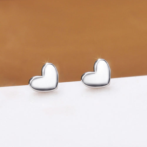 Korean Minimalist Mini Smooth Heart Stud Earrings Sweet Girls Student Ear Jewelry