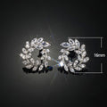 Luxury Full Zircon Micro Pave Leaf Olive Branch Stud Earrings, Women's Jewelry view 5