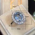 Copper Oval Aquamarine Zircon Ring For Women With European Floral Design Jewelry view 5