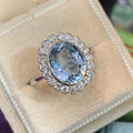 Copper Oval Aquamarine Zircon Ring For Women With European Floral Design Jewelry view 6