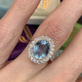 Copper Oval Aquamarine Zircon Ring For Women With European Floral Design Jewelry view 2