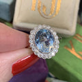 Copper Oval Aquamarine Zircon Ring For Women With European Floral Design Jewelry view 4