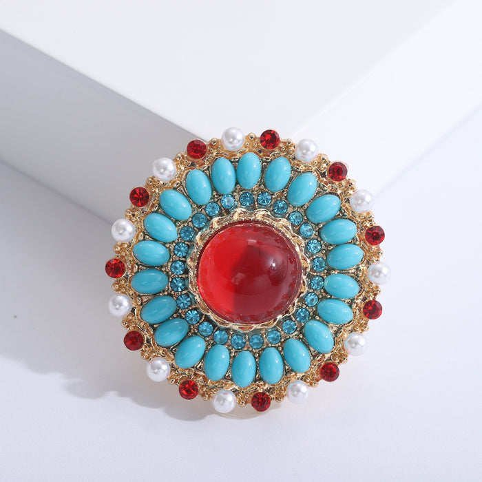 Alloy Ruby Baroque Brooch Pin For Vintage Palace Style Outfits