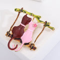 Alloy Enamel Couple Cats On Swing Brooch For Suit Decoration view 4