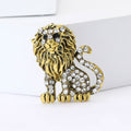 Alloy Rhinestone Lion Brooch Pin For Blazer And Coat Decoration view 3
