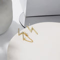 Vintage Asymmetric Lightning Bolt Studs With Micro Paved Zircon Chain Detail Korean Sweet Earrings view 4