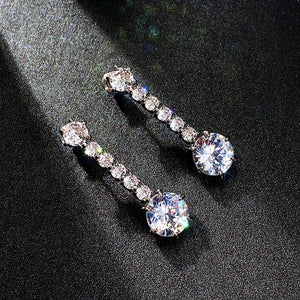 Vintage Bridal Drop Earrings With Cubic Zirconia Claw Chain Tassels Elegant Wedding Ear Jewelry