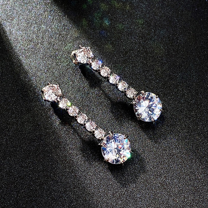 Vintage Bridal Drop Earrings With Cubic Zirconia Claw Chain Tassels Elegant Wedding Ear Jewelry