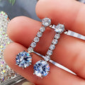 Vintage Bridal Drop Earrings With Cubic Zirconia Claw Chain Tassels Elegant Wedding Ear Jewelry view 3