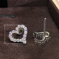 Sweet Heart Shape Sparkling Zircon Stud Earrings Platinum Plated Women's Fashion Accessories view 5