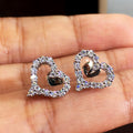 Sweet Heart Shape Sparkling Zircon Stud Earrings Platinum Plated Women's Fashion Accessories view 2