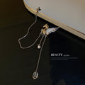 Rhinestone Pegasus Four Point Star Tassel Alloy Brooch Korean Minimalist Metal Clothing Pin view 4