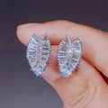 Fashion European Copper Leaf Stud Earrings With Zircon Inlay, Natural Style OL Women's Ear Jewelry view 2