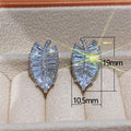 Fashion European Copper Leaf Stud Earrings With Zircon Inlay, Natural Style OL Women's Ear Jewelry view 5