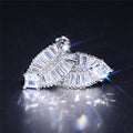 Fashion European Copper Leaf Stud Earrings With Zircon Inlay, Natural Style OL Women's Ear Jewelry view 4