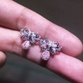 Sweet Pink Bow Stud Dangle Earrings With Heavy Design Light Luxury Style For Women view 2