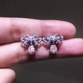 Sweet Pink Bow Stud Dangle Earrings With Heavy Design Light Luxury Style For Women view 1