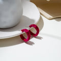Velvet Flocked Irregular Geometric Square C Shape Hollow Trapezoid Alloy Stud Style Earrings view 3