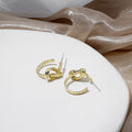 Vintage Gold Alloy Twisted Knot Hoop Studs For Women, Textured Rope Wrap Circle Statement Earrings view 3