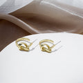 Vintage Gold Alloy Twisted Knot Hoop Studs For Women, Textured Rope Wrap Circle Statement Earrings view 4
