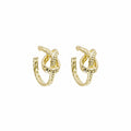 Vintage Gold Alloy Twisted Knot Hoop Studs For Women, Textured Rope Wrap Circle Statement Earrings view 5