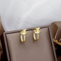 Vintage Gold Alloy Twisted Knot Hoop Studs For Women, Textured Rope Wrap Circle Statement Earrings view 2